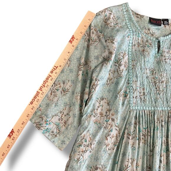 Anora India Boho Embroidered Mirror Work Floral Midi Dress 3XL Lined Festival - Picture 5 of 10